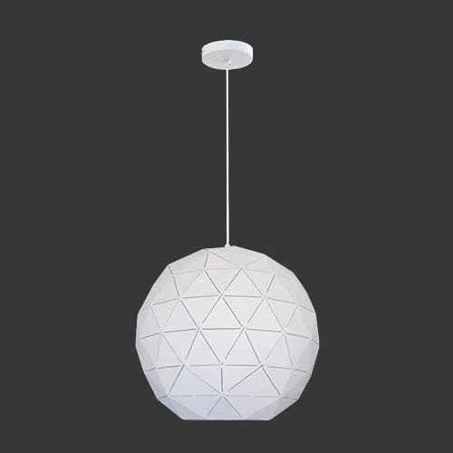 K. Light Laser Cut Large Metal Ball Pendant - Matt White
