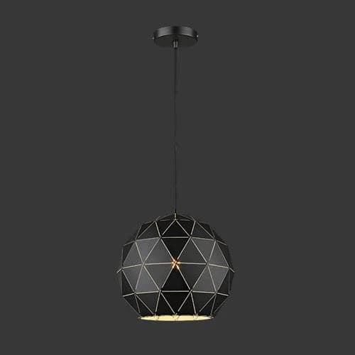 K. Light Laser Cut Medium Metal Ball Pendant - Matt Black