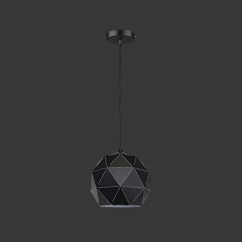 K. Light Laser Cut Small Metal Ball Pendant - Matt Black