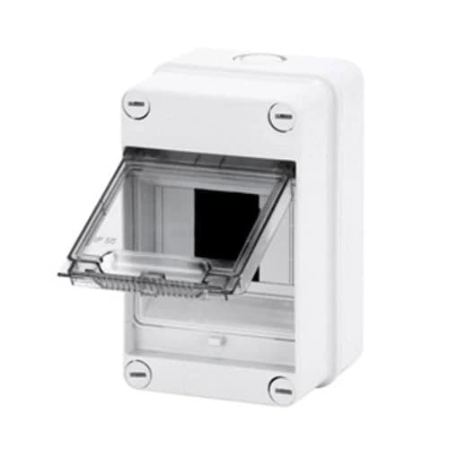 Gewiss 4-Way Surface Mount Distribution Board with Clear Door