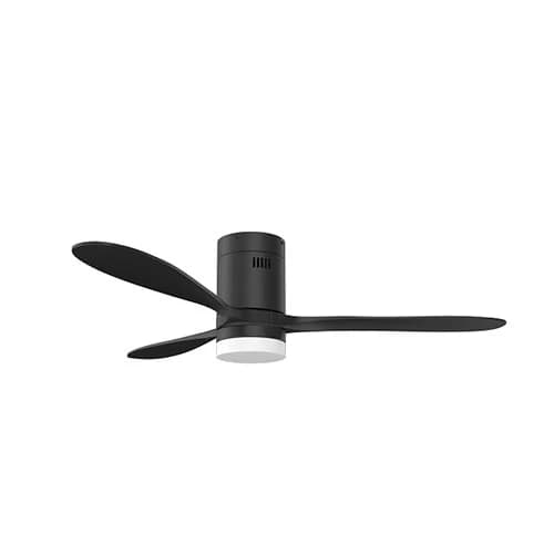 Solent Hugger 3 Blade Ceiling Fan with LED Light & Remote 1320mm - Black