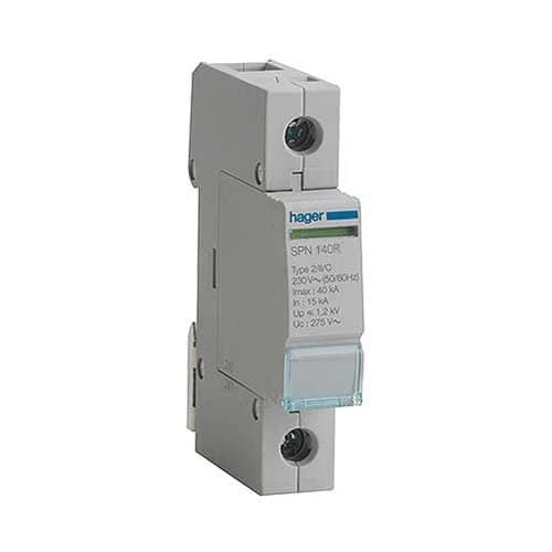 Hager Surge Protector with Remote Signalling Contact Class 2 1P 40kA