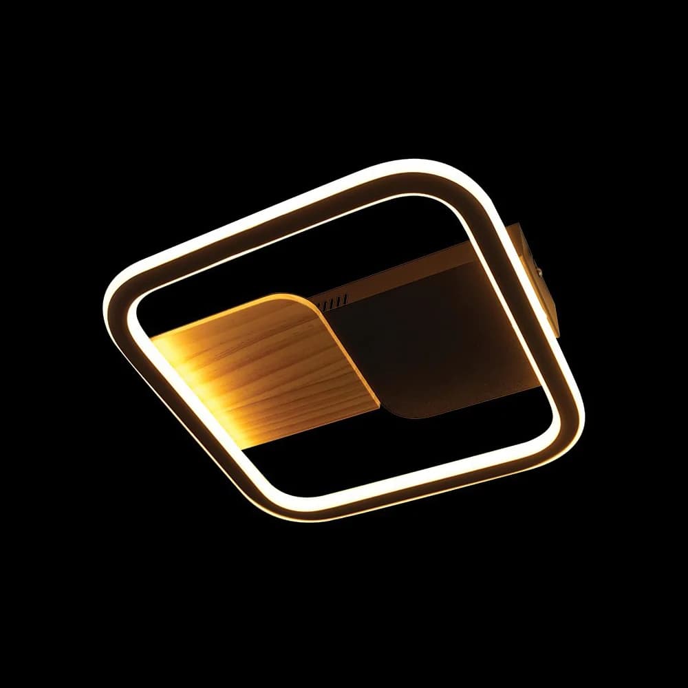 K. Light Yin & Yang Square Ceiling Light 18W 3000K - Black / Wood Accent