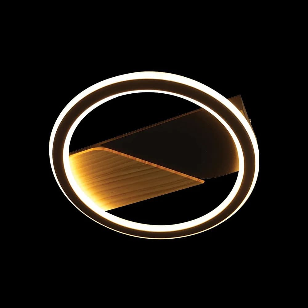 K. Light Yin & Yang Round Ceiling Light 18W 3000K - Black / Wood Accent