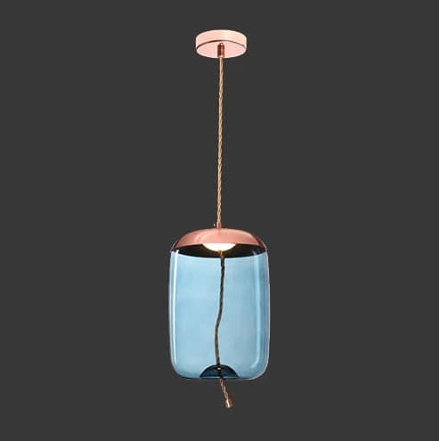 K. Light Bee Hive Glass & Rope LED Pendant 3000K - Blue / Copper