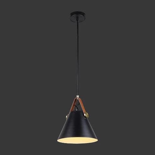 K. Light Leather & Iron Cone Pendant