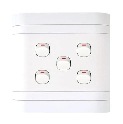 Lesco Cover Strip 5 Lever with 2-Way Light Switch 4x4