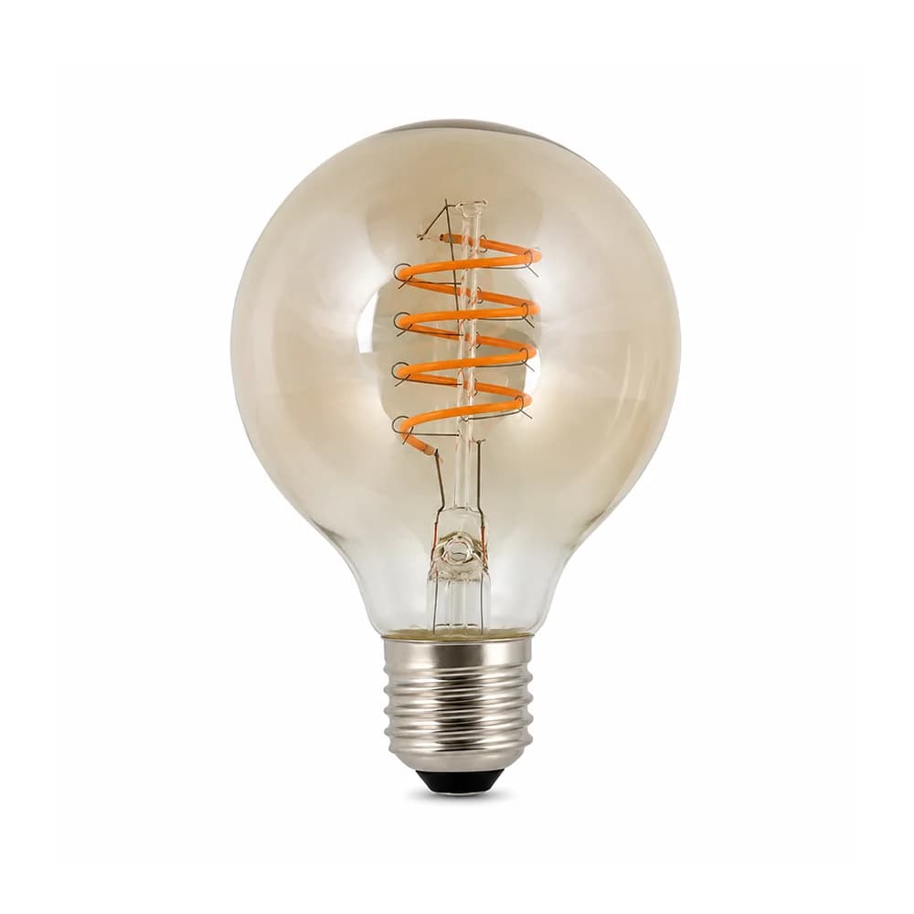 Spazio Twisted LED Filament Globe G80 E27 4W 2200K - Amber