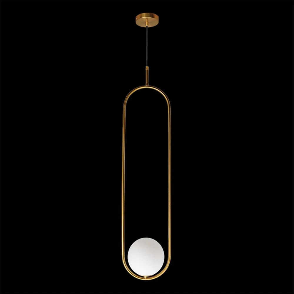K. Light Elongated Oval Glass Pendant - Gold
