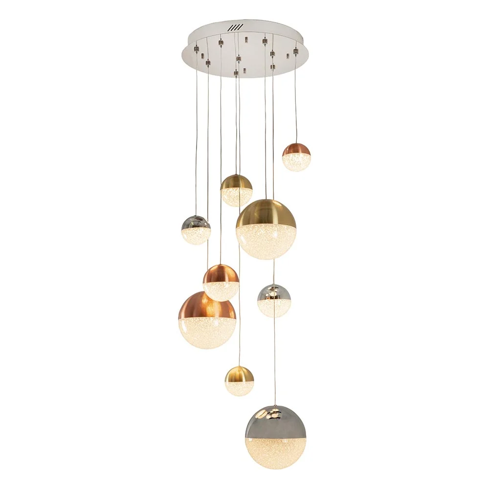 Eurolux Dew Drop 9 Light Metal Pendant 3000K