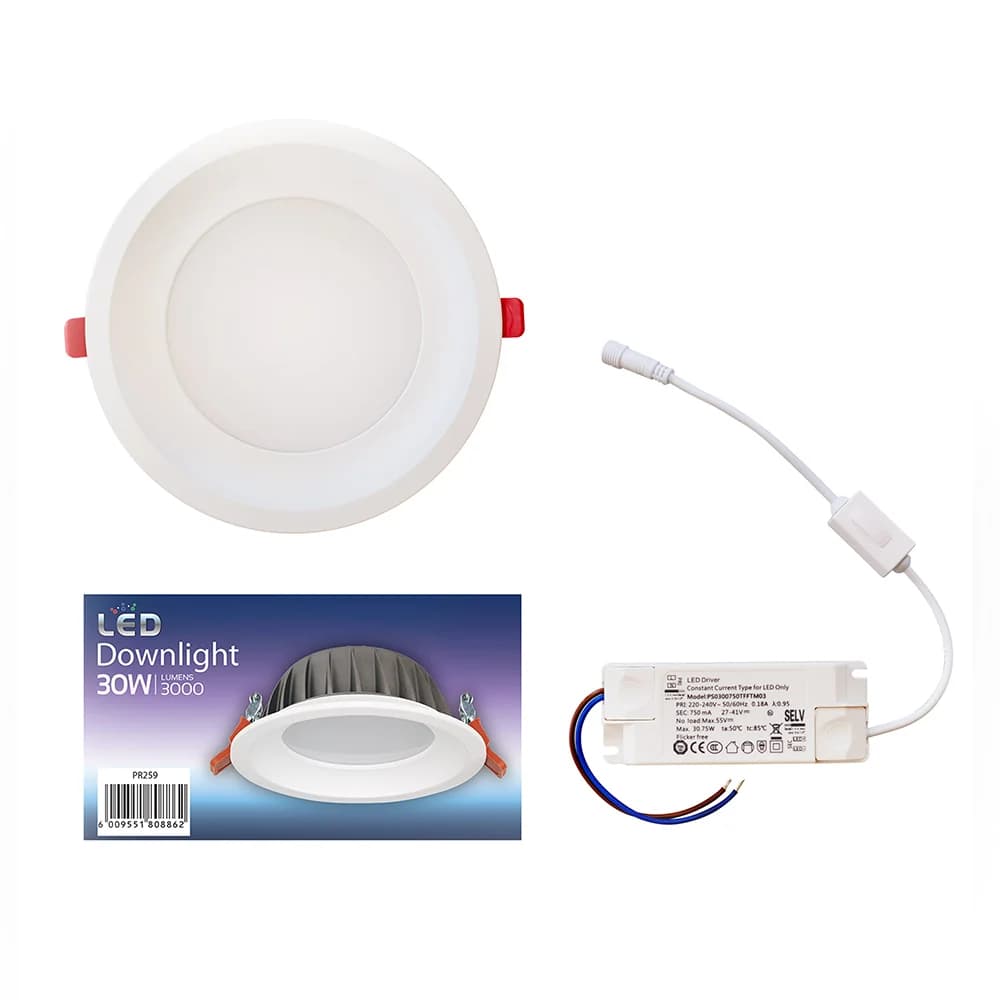 Eurolux LED Recessed Downlight 24W 2400lm CCT 196mm - Ivory White