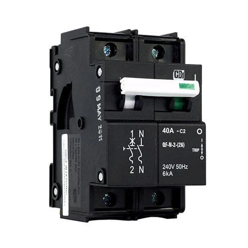 CBi QF-N-2(26) Dual Mount High Rating Circuit Breaker C2 1P+N 6kA