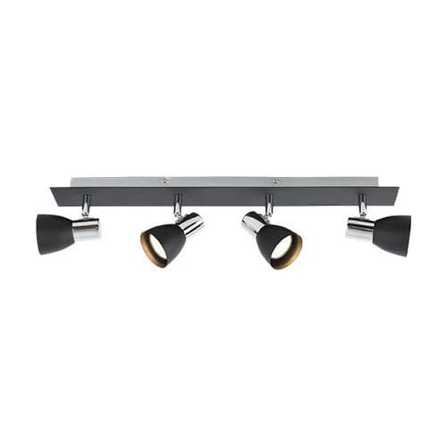Bright Star Polished Chrome & Matt Black 4 Light Spotlight