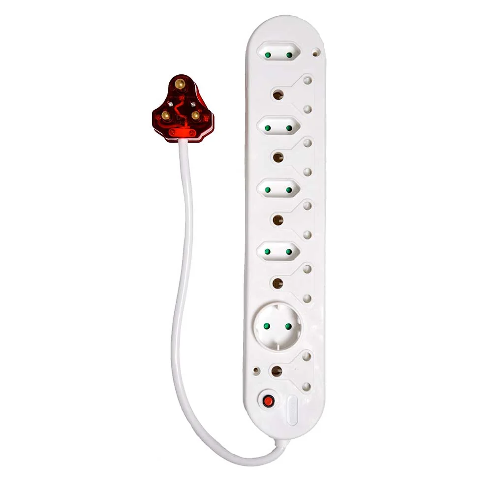 SGA Unswitched High Surge 8-Way Multiplug 5 RSA 4 Slimline 1 Schuko - White