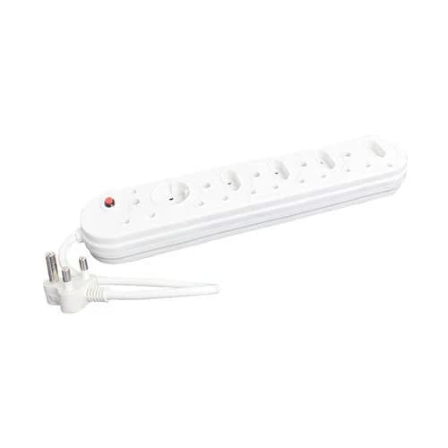 SGA Unswitched Multiplug 5 RSA 4 Slimline Schuko - White