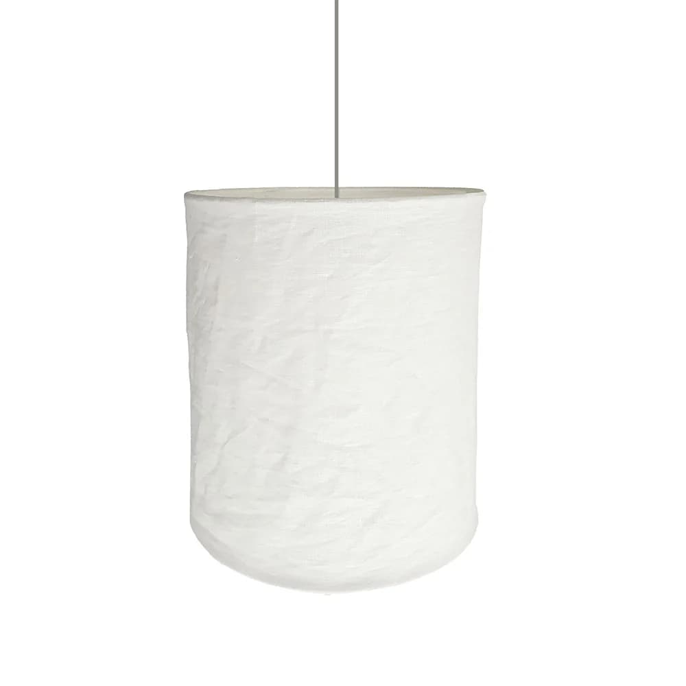 Wire World Collapsible Cylinder Linen Pendant - Off White