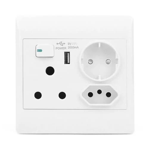 S-TEC RSA + Slimline + Schuko + USB Combo Socket 4x4