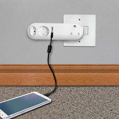 SGA Adaptor RSA Slimline Schuko 2 USB - White