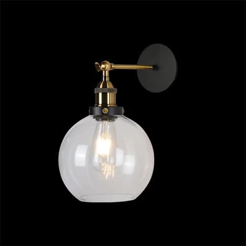 K. Light Glass Dome Wall Light - Antique Brass