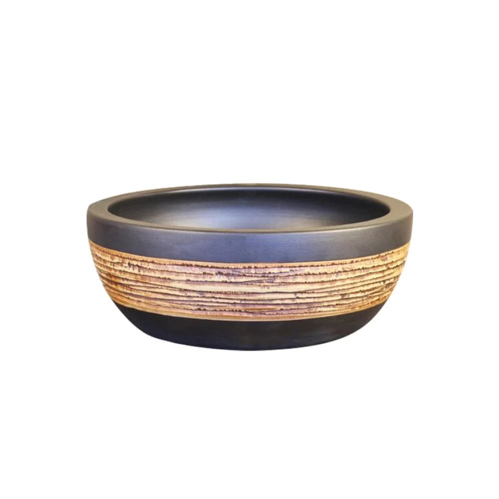 Trendy Taps Vas Wooden Accent Vanity Basin - Matt Black