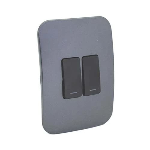 VETi 1 2 Lever 1-Way Light Switch 4x2 - Black Modules