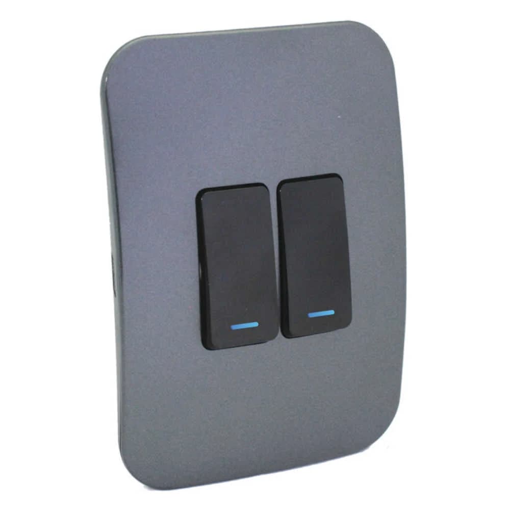 VETi 1 2 Lever 1-Way Light Switch with Locator 4x2 - Black