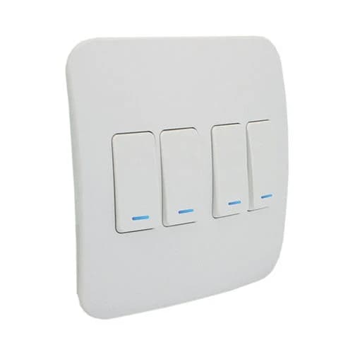 VETi 1 4 Lever 1-Way Light Switch with Locator 4x4 - White Modules