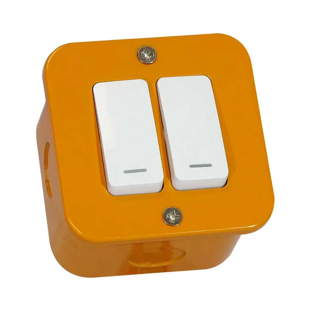 VETi 1 Industrial 2 Lever 1 Way Light Switch 3x3 - Orange