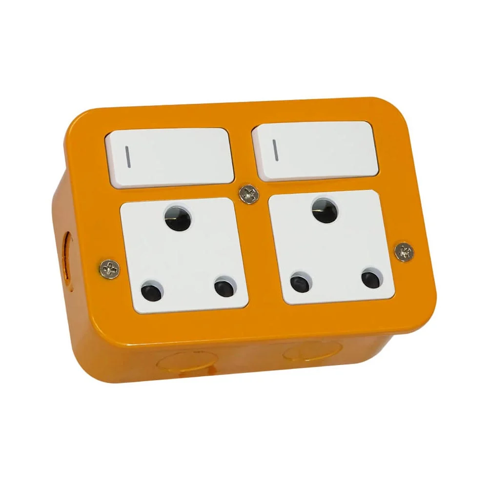 VETi 1 Industrial Double RSA Socket 3x3 - Orange