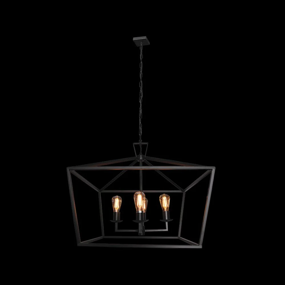 K. Light Ranch Large Pentagon 4 Light Pendant - Black