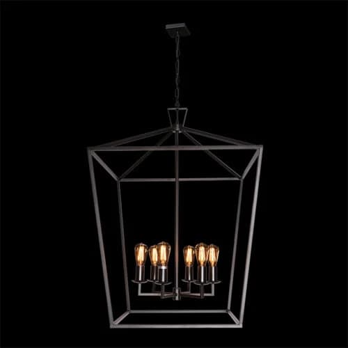 K. Light Ranch X-Large Pentagon 6 Light Pendant - Black