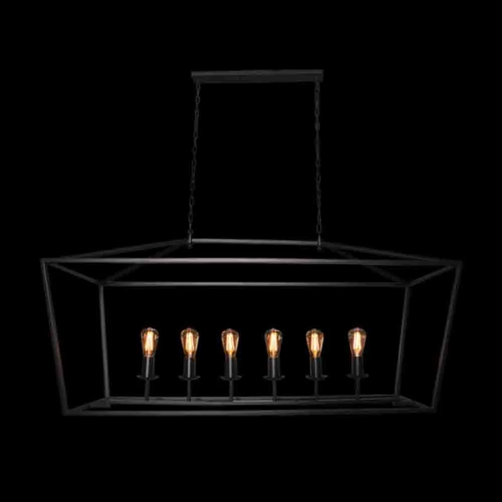 K. Light Ranch Rectangular 6 Light Pendant - Black