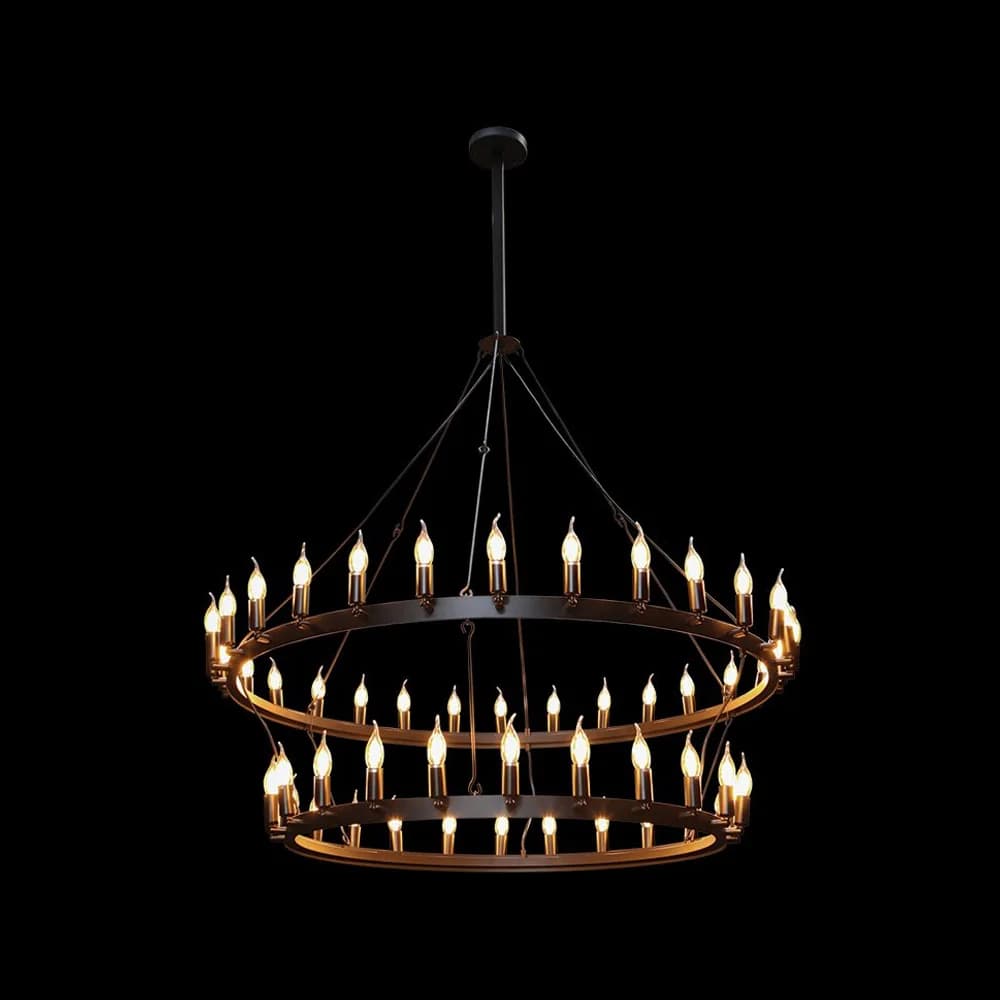K. Light Ranch Two Tier Round 54 LED Pendant 1290mm - Black