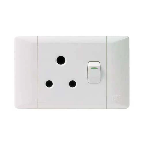 CBi PVC Single Switched Horizontal Socket 2x4 - White