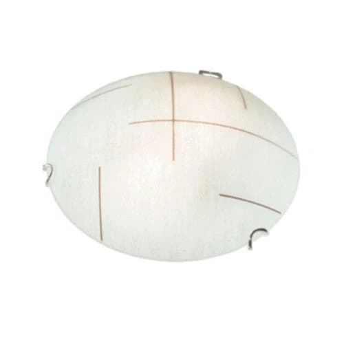 Bright Star Frosted Patterned Glass with Polished Chrome Clips and Simple Line pattern Ceiling Light 250mm