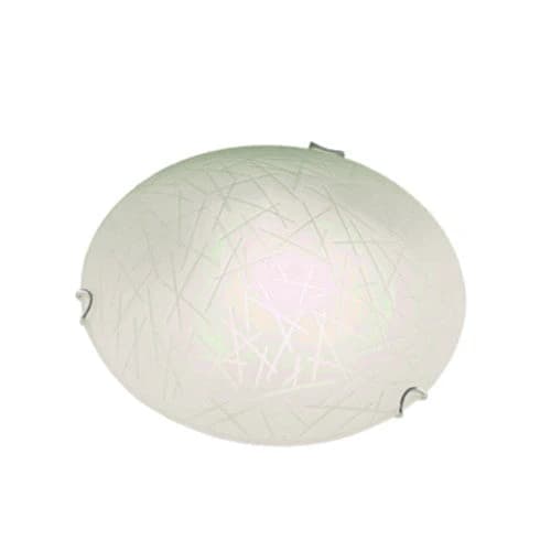 Bright Star Frosted organico Patterned Glass with Polished Chrome Clips Ceiling Light 250mm