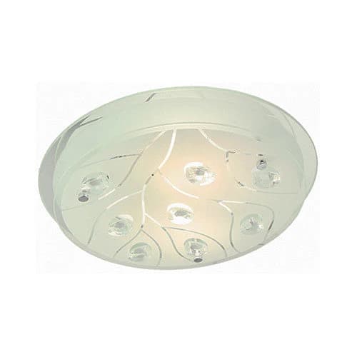 Bright Star Polished Chrome with Frosted Glass and Crystals Circular Ceiling Light 320mm