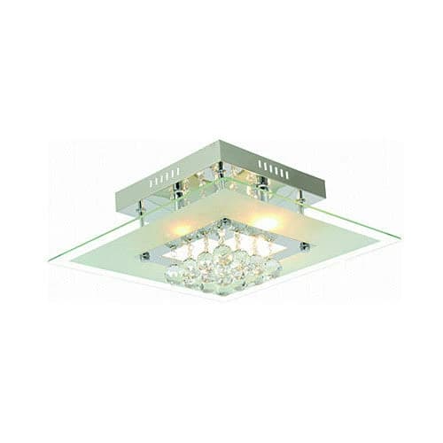 Bright Star Polished Chrome with Glass and Crystals 1 tier square
