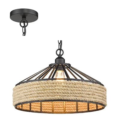 Radiant Dome Caged 40W Metal Pendant - Black