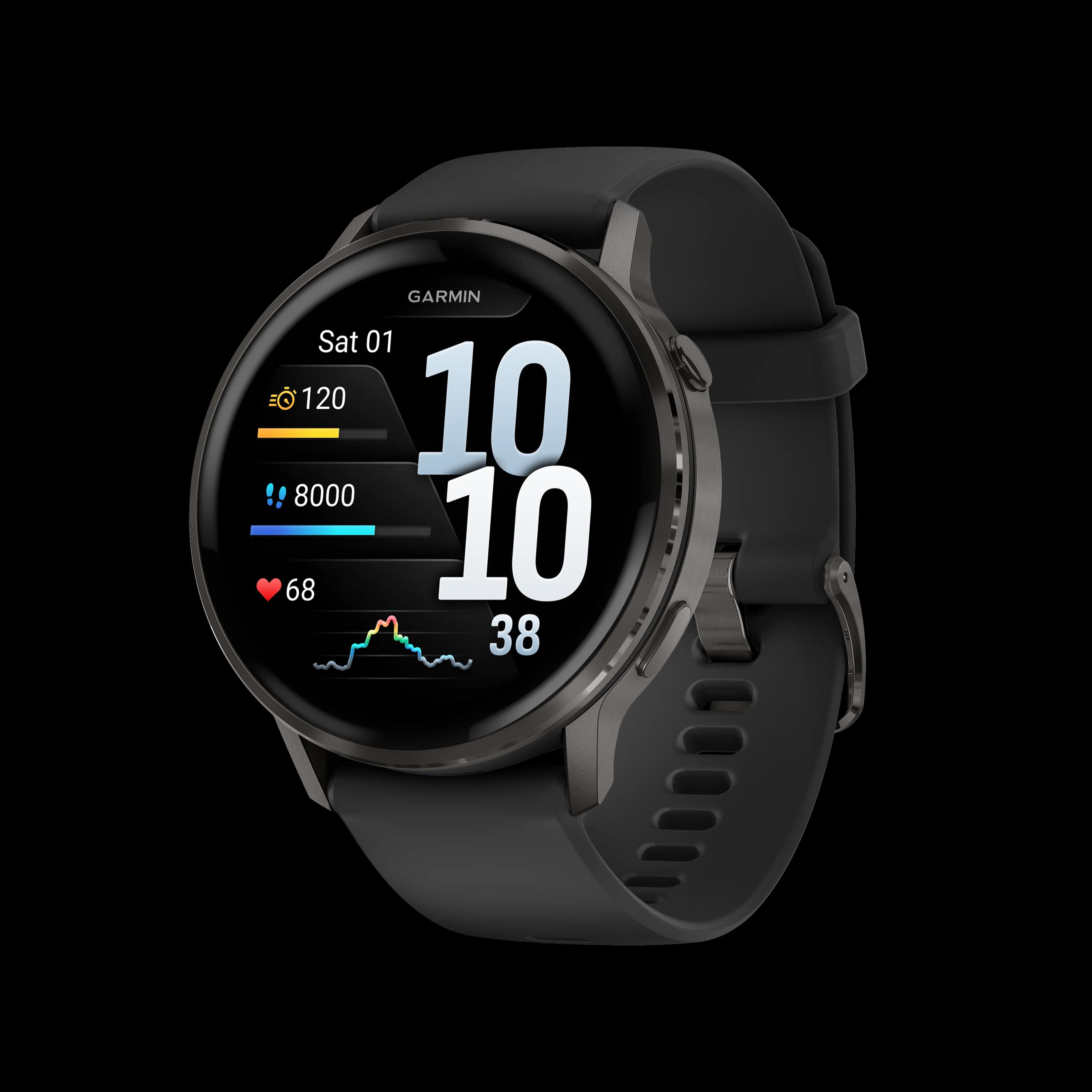 Garmin Venu® 4 - 45 mm Slate with Black Silicone Band