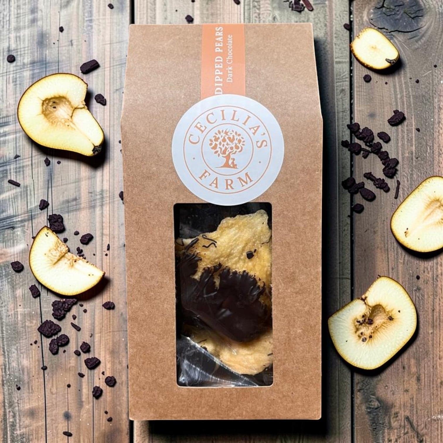 Cecilias Farm - Chocolate Dipped Peeled Pears