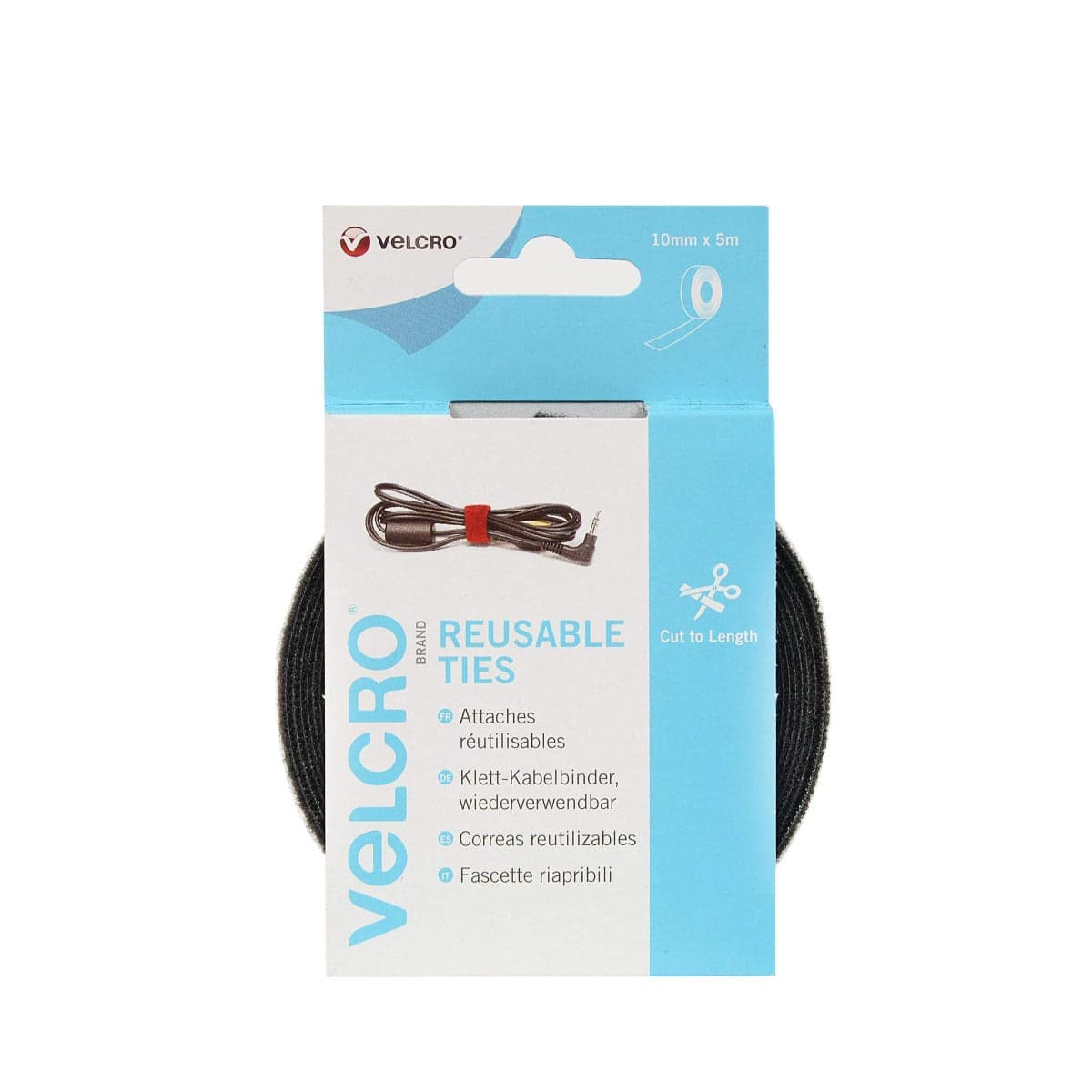Velcro Brand Reusable Ties 10Mm X 5M Black