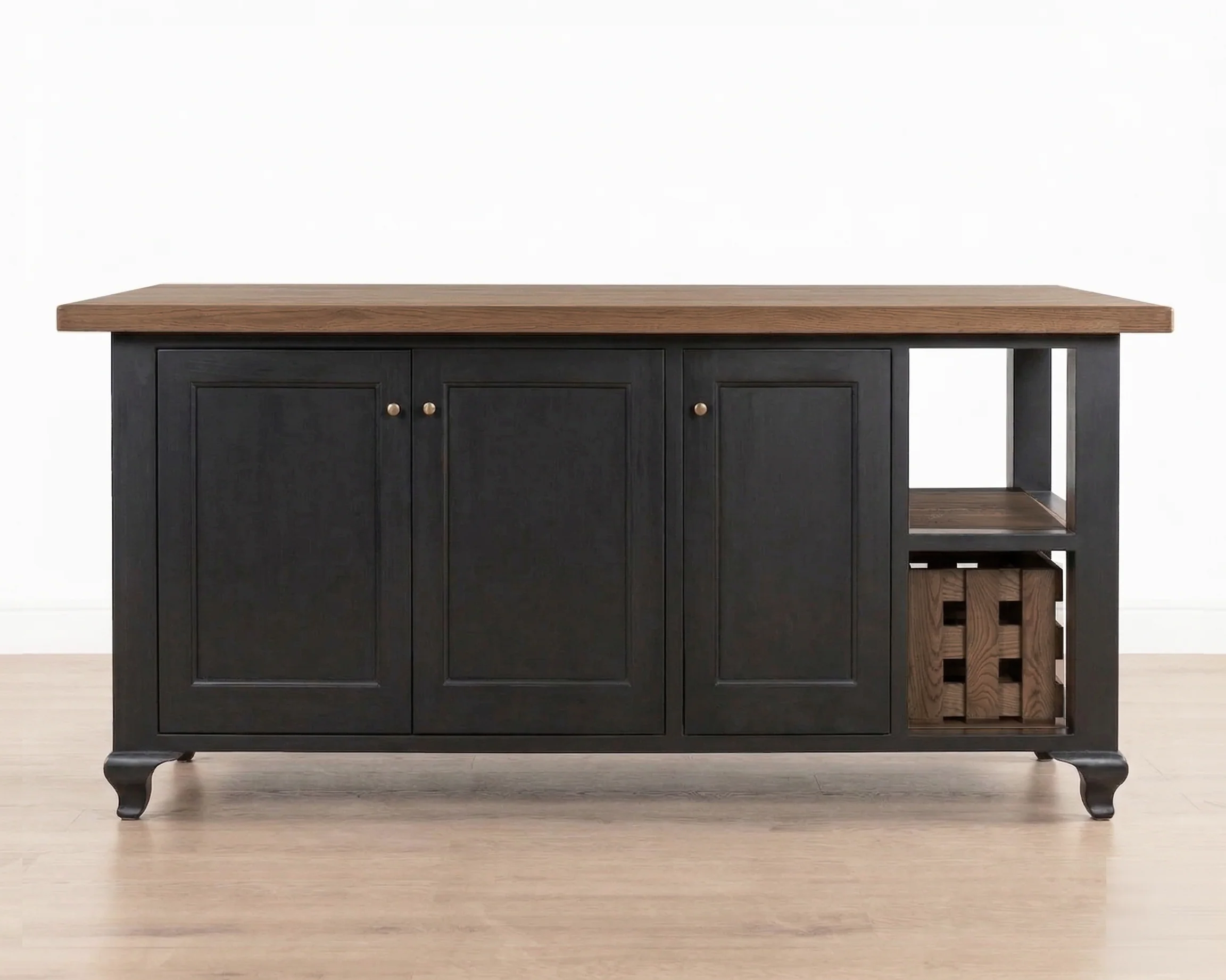 Normandy Kitchen Island | Antique weathered oak & Black Matt
