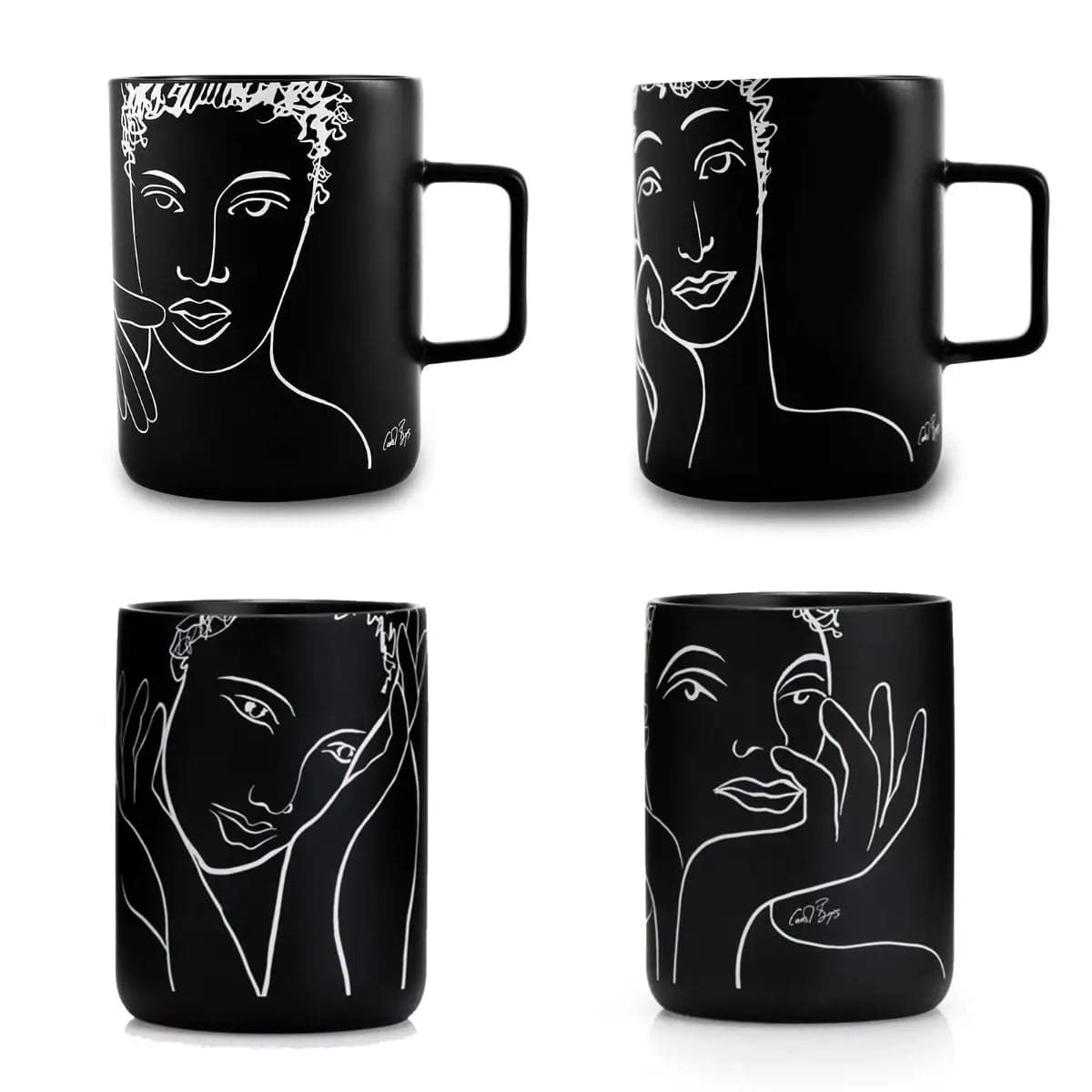Mug Set Of 4 - Sketchbook Black