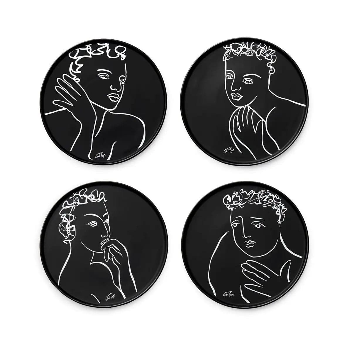Side Plate Set Of 4 - Sketchbook Black