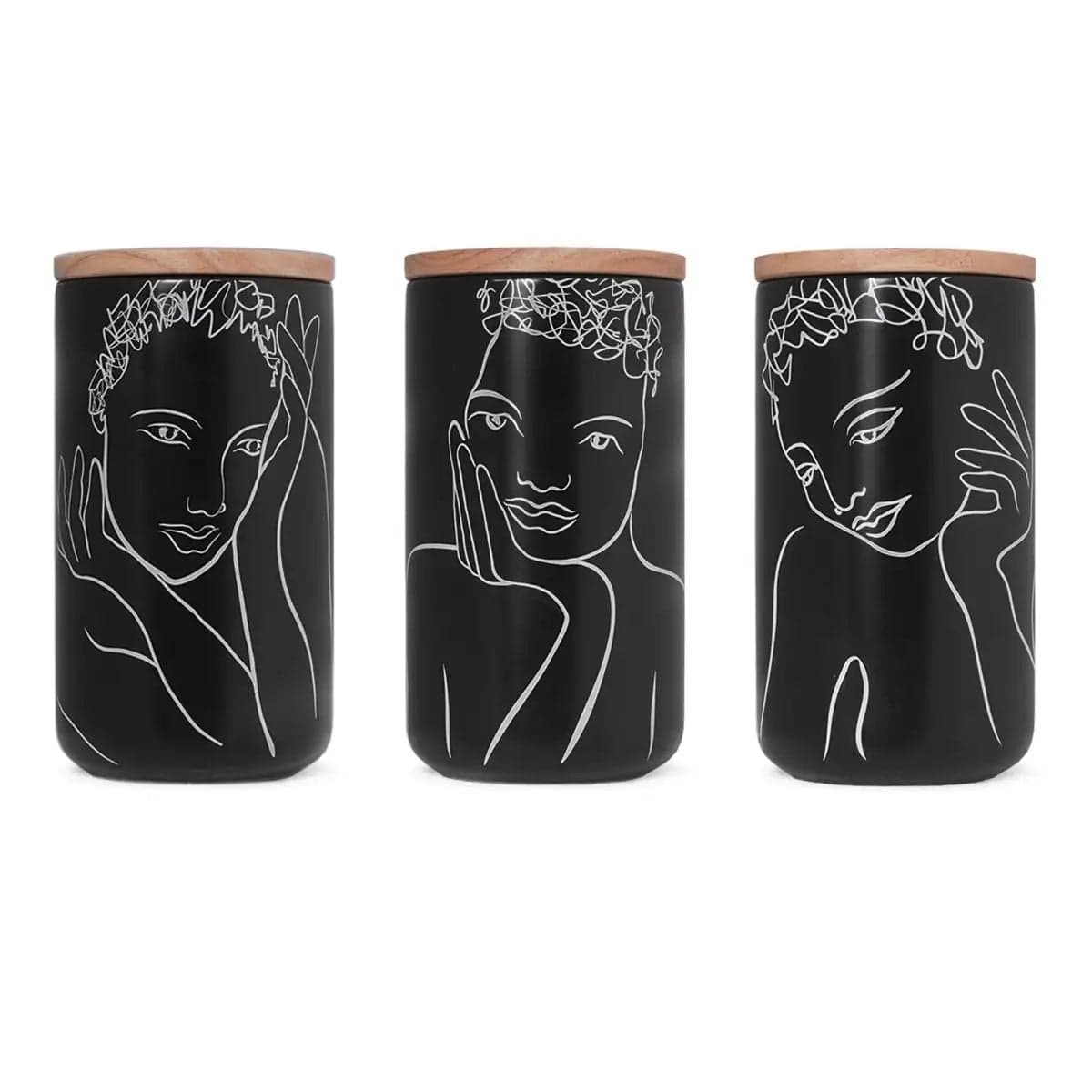 Canister Large Set Of 3 - Sketchbook Black Mix