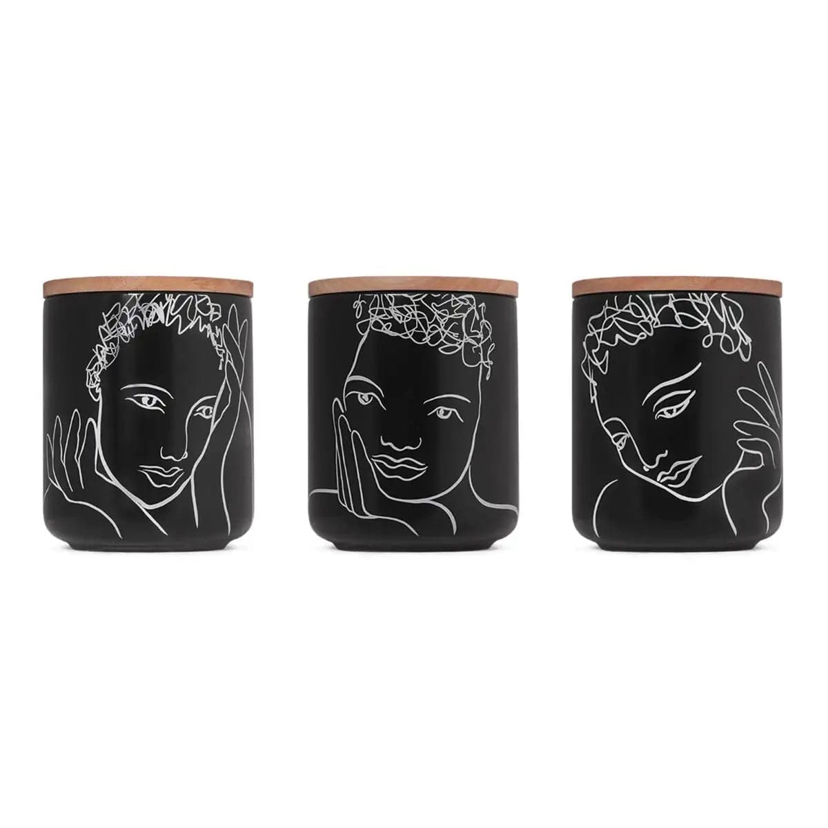Canister Small Set Of 3 - Sketchbook Black Mix