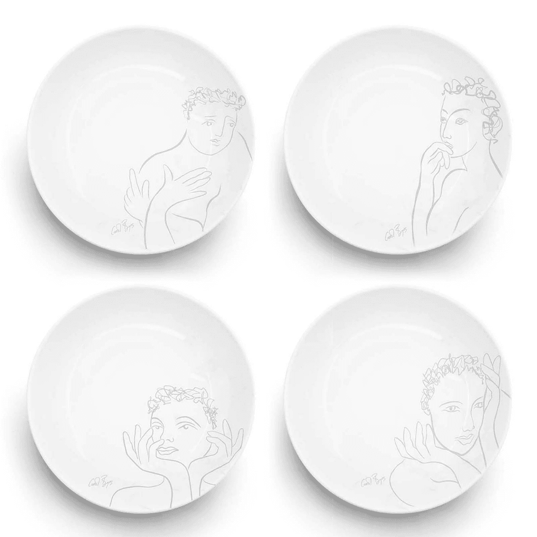 Cereal / Soup Bowl Set Of 4 - Sketchbook Grey