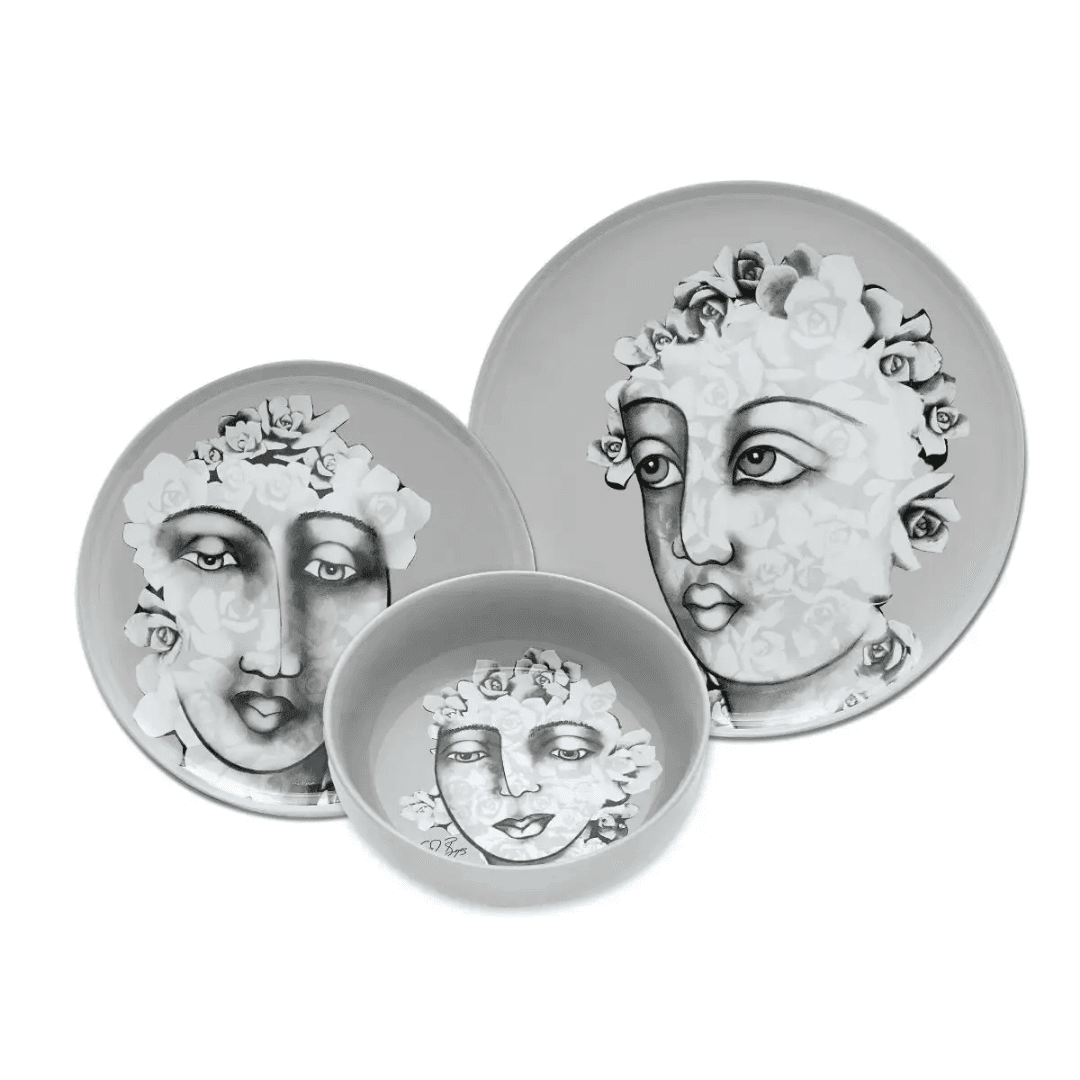 Dinnerware 12Pc Set - Succulent Faces
