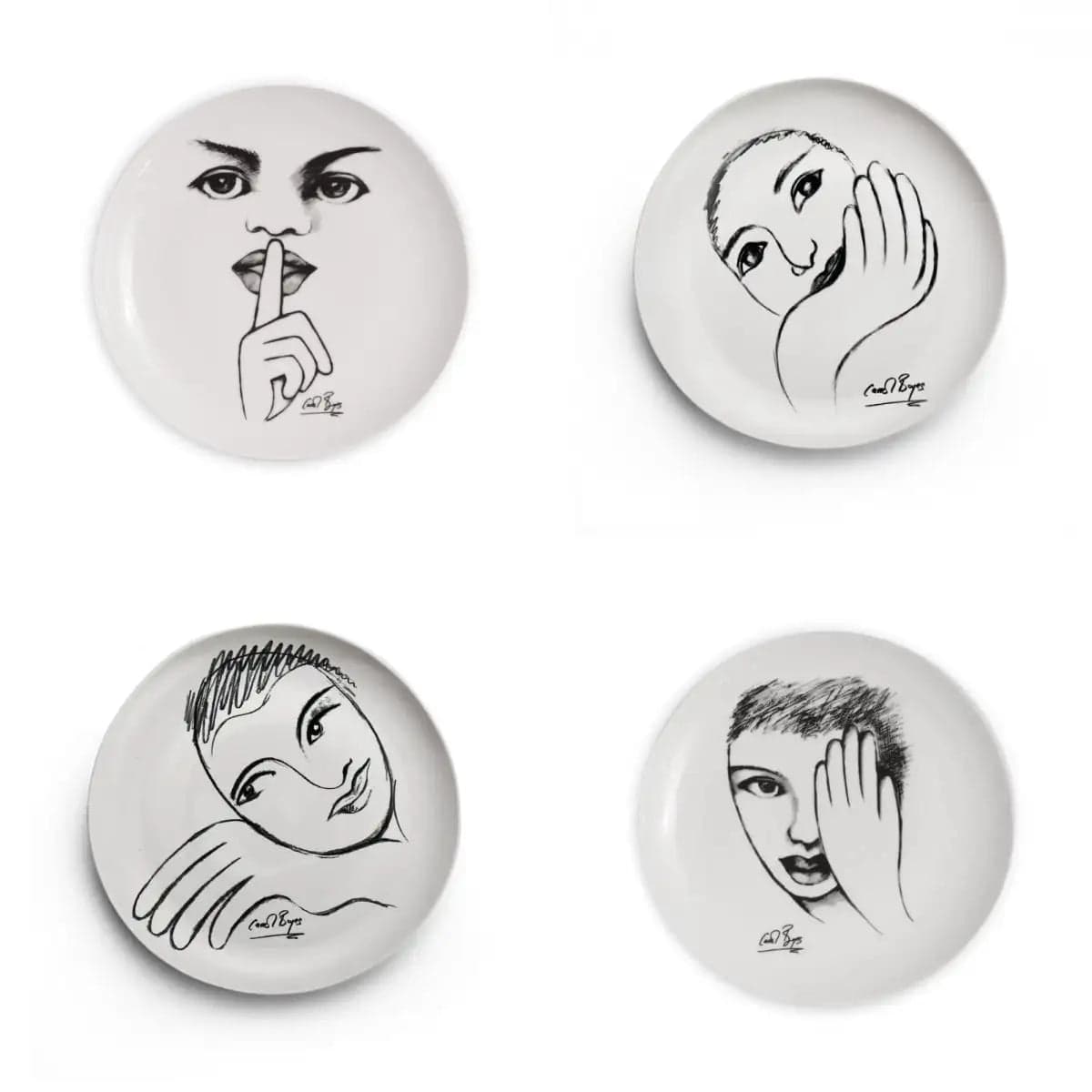 Side Plate Set Of 4 - Sketchbook Mix